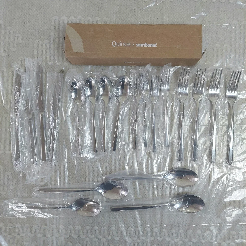 NEW! Quince- Sambonet Gia Minimalist 40 Piece Stainless Steel Flatware Set!(Z21)